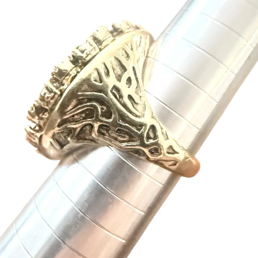 1990’s Vintage Silver Statement Ring w/ Ruby Red & Emerald Green Stones, ‎ 6.5